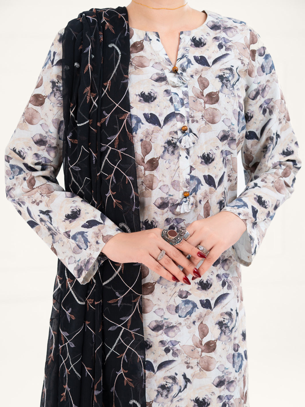 Beige Lawn 3Pc Stitched - AWP-3PS-863