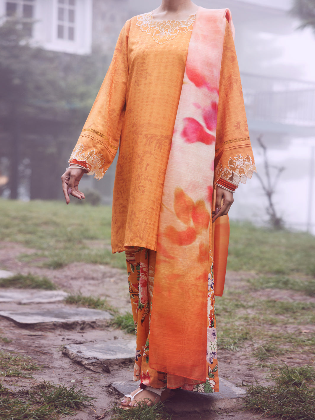 Yellow Swiss Jacquard 3Pc Stitched - AWP-3PS-865