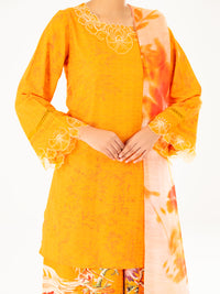 Yellow Swiss Jacquard 3Pc Stitched - AWP-3PS-865
