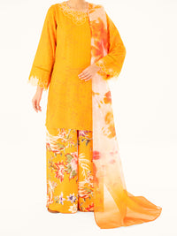 Yellow Swiss Jacquard 3Pc Stitched - AWP-3PS-865