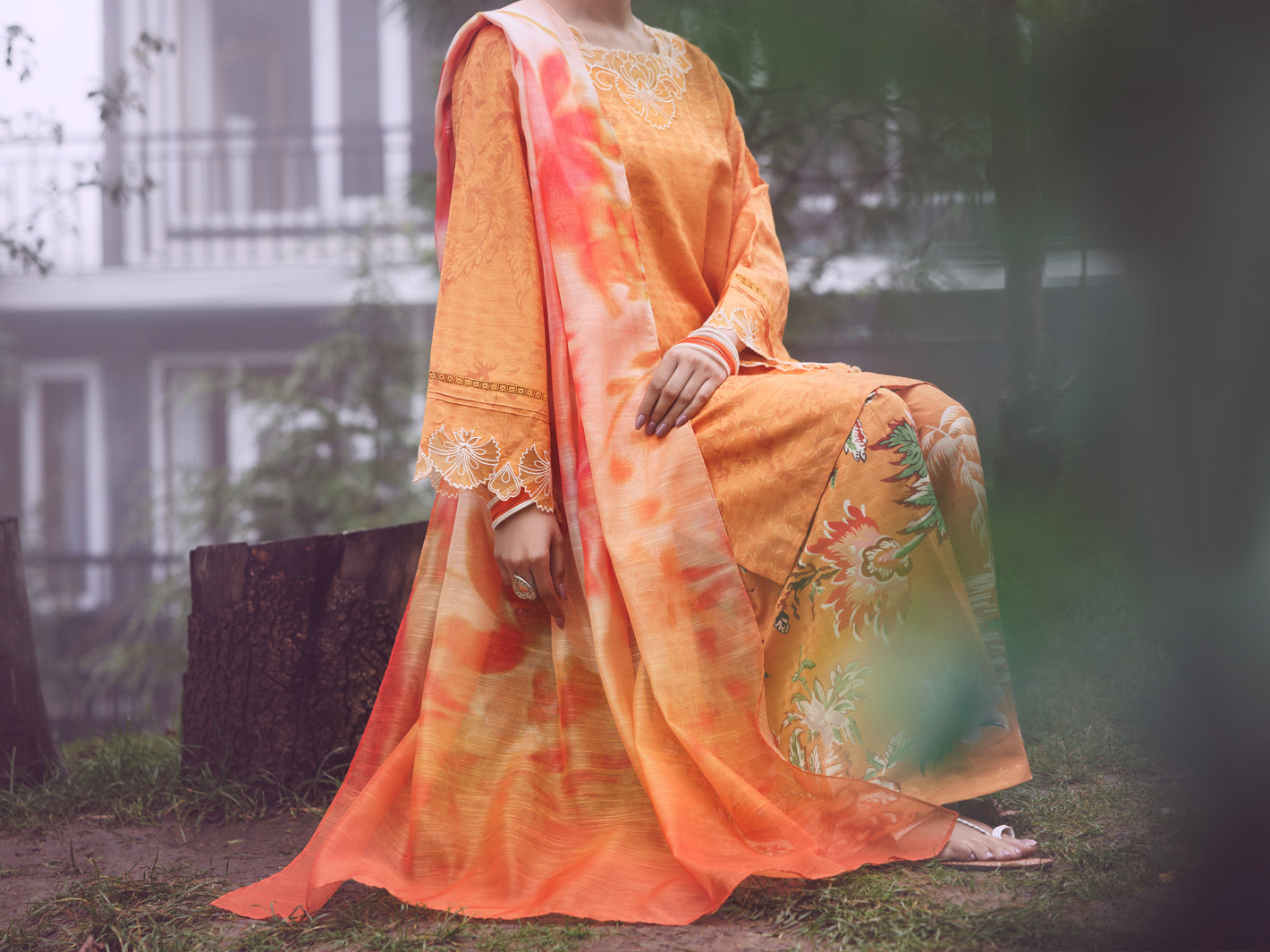 Yellow Swiss Jacquard 3Pc Stitched - AWP-3PS-865