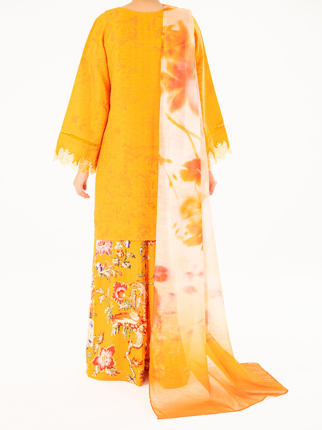 Yellow Swiss Jacquard 3Pc Stitched - AWP-3PS-865