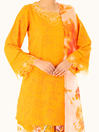 Yellow Swiss Jacquard 3Pc Stitched - AWP-3PS-865