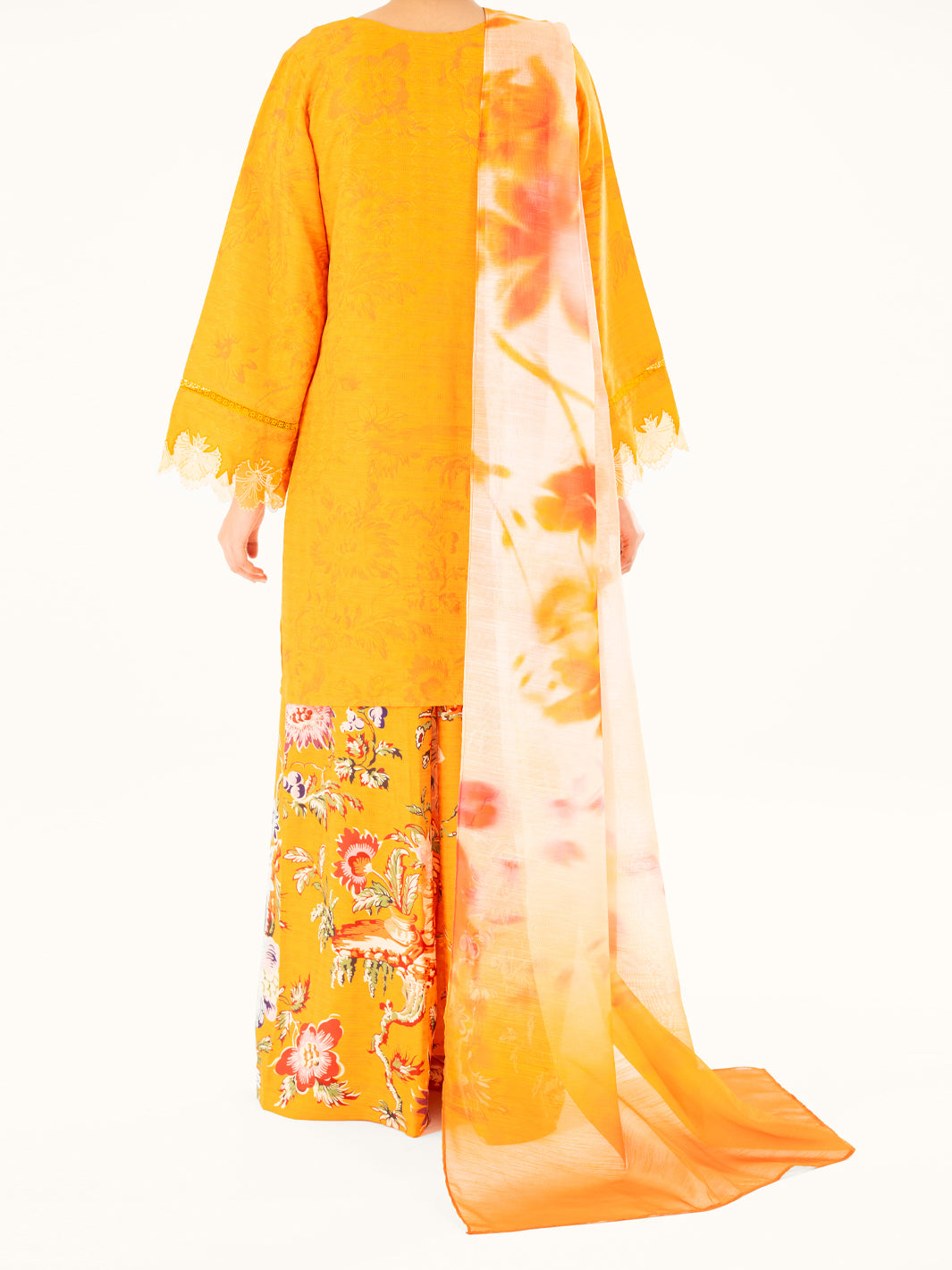 Yellow Swiss Jacquard 3Pc Stitched - AWP-3PS-865