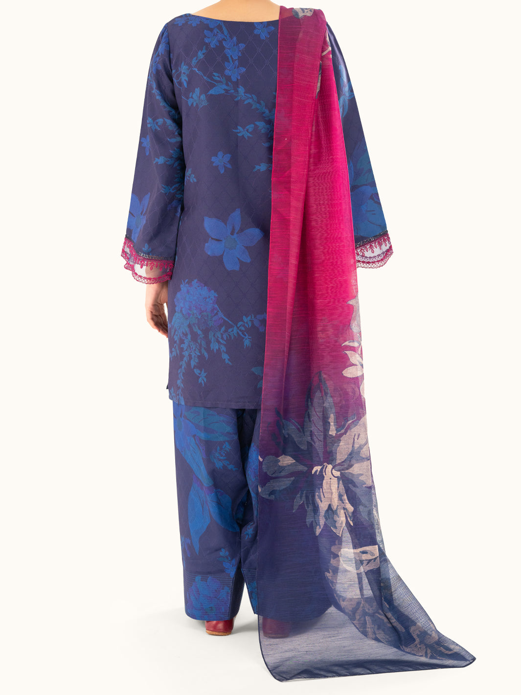 Blue Swiss Jacquard 3Pc Stitched - AWP-3PS-866