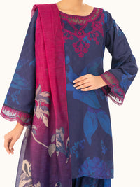 Blue Swiss Jacquard 3Pc Stitched - AWP-3PS-866