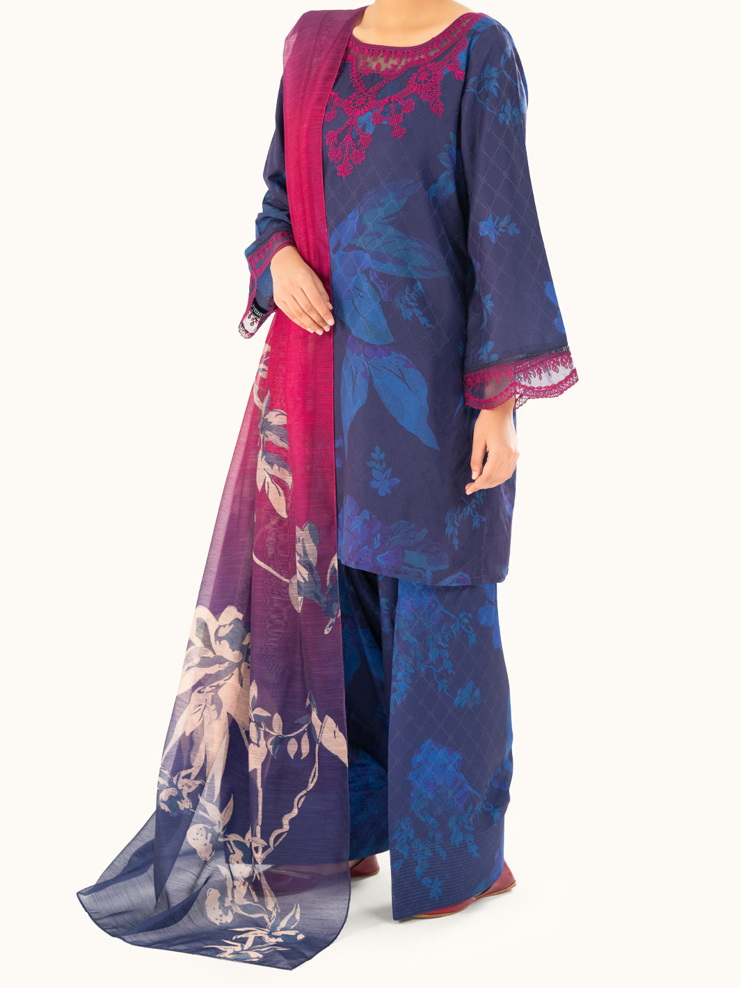 Blue Swiss Jacquard 3Pc Stitched - AWP-3PS-866