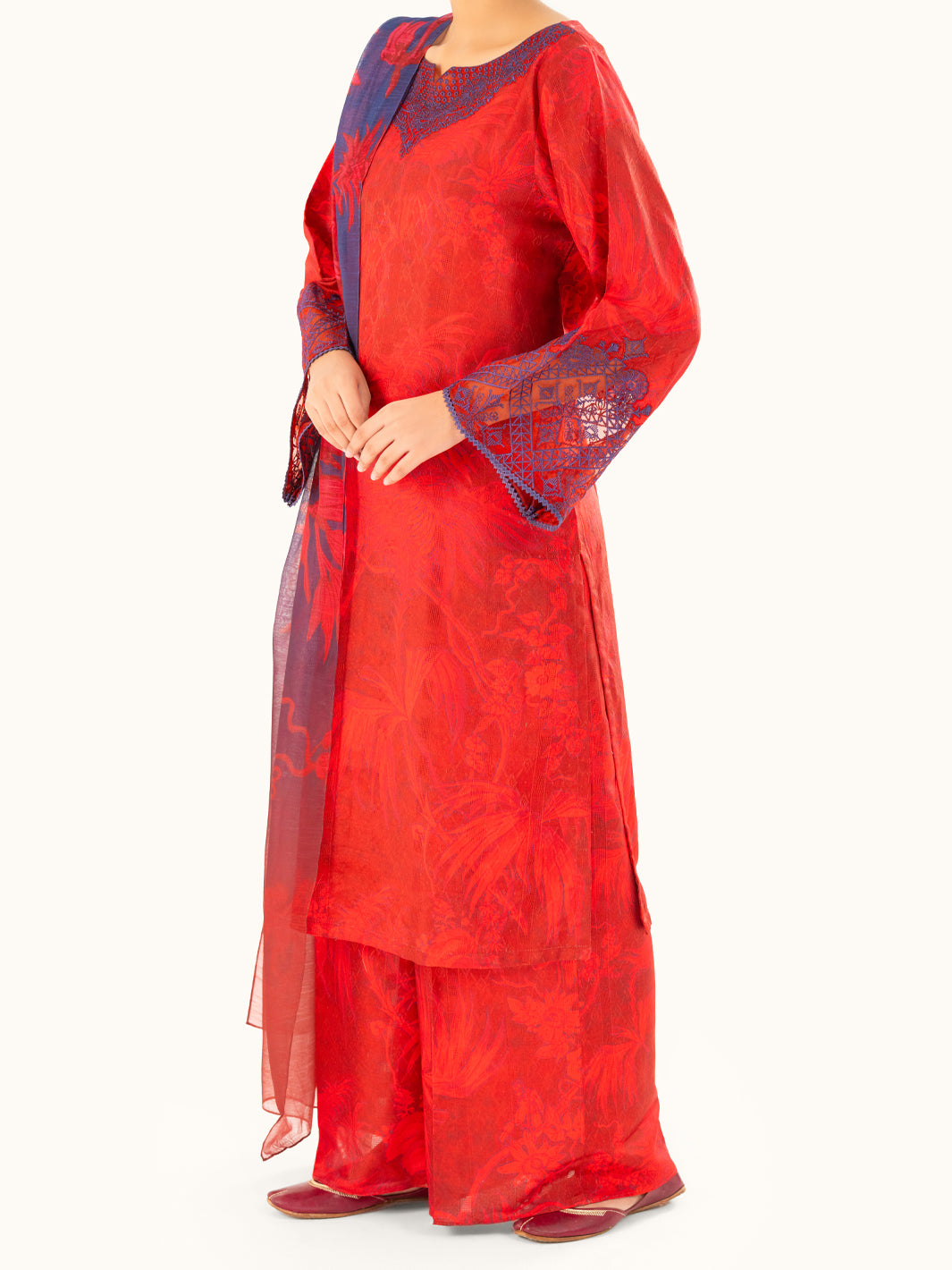 Red Swiss Jacquard 3Pc Stitched - AWP-3PS-867