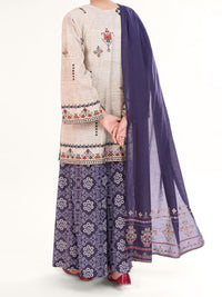 Beige Cambric 3Pc Stitched - AWP-3PS-869