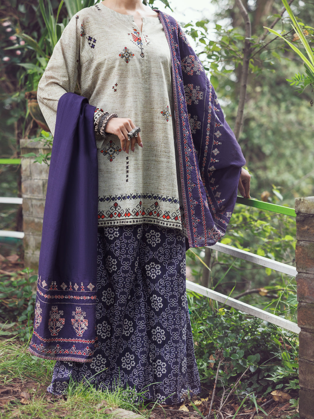 Beige Cambric 3Pc Stitched - AWP-3PS-869