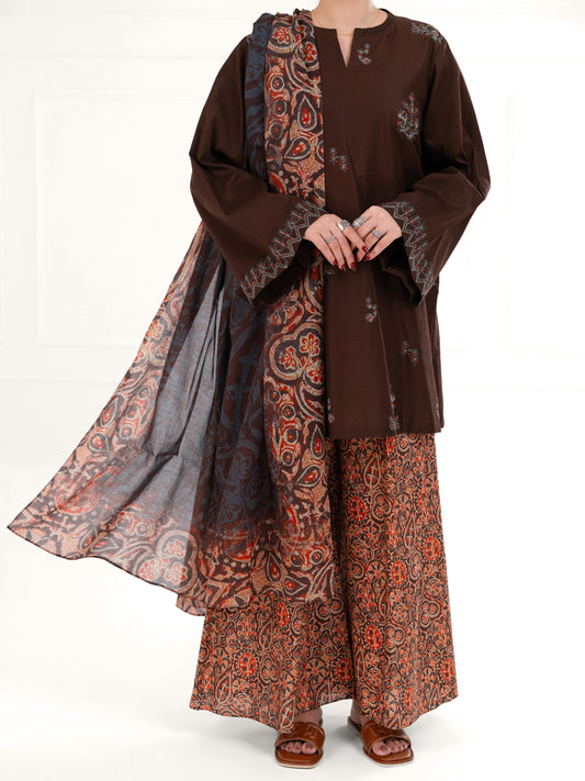 Brown Cambric 3Pc Stitched - AWP-3PS-870