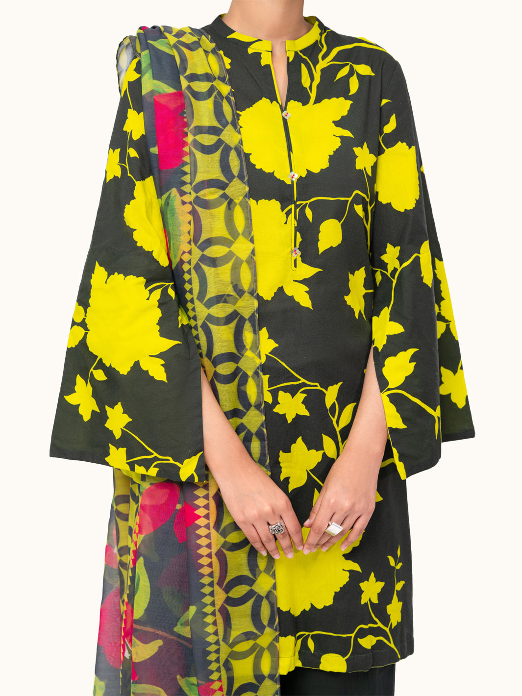 Black Cambric 3Pc Unstitched - AWP-3PS-872