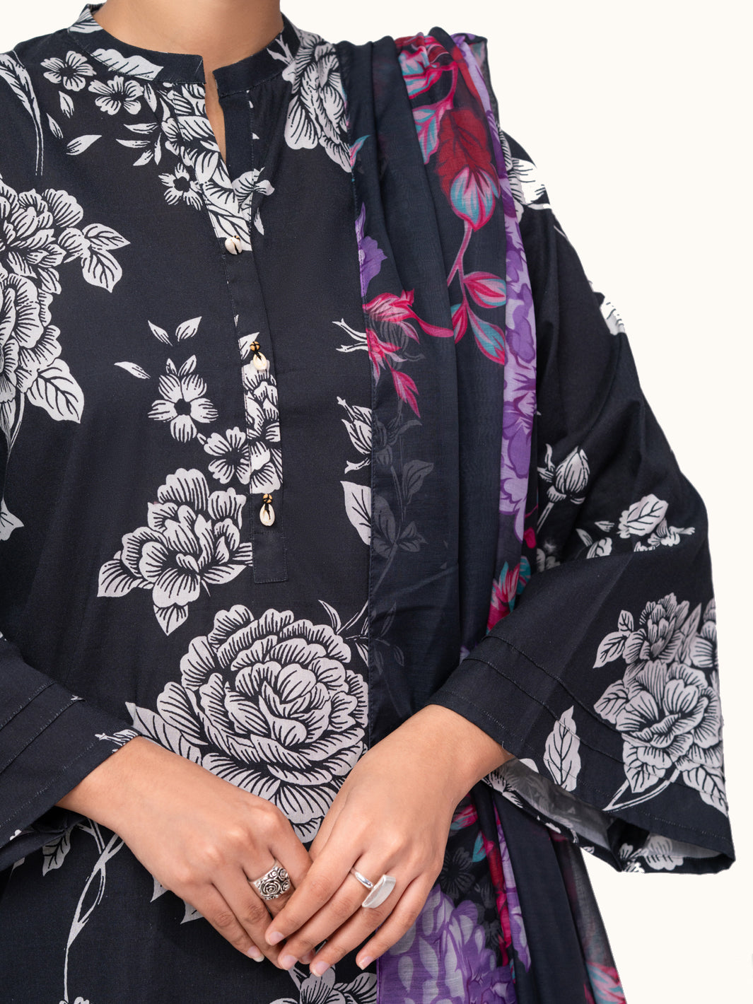 Black Cambric 3Pc Unstitched - AWP-3PS-873