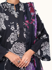 Black Cambric 3Pc Unstitched - AWP-3PS-873