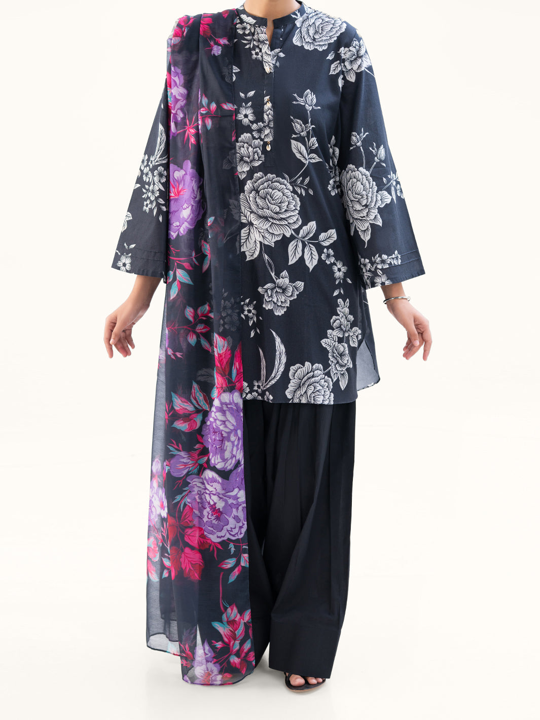 Black Cambric 3Pc Unstitched - AWP-3PS-873