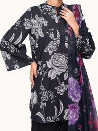 Black Cambric 3Pc Unstitched - AWP-3PS-873