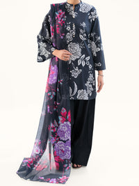 Black Cambric 3Pc Unstitched - AWP-3PS-873