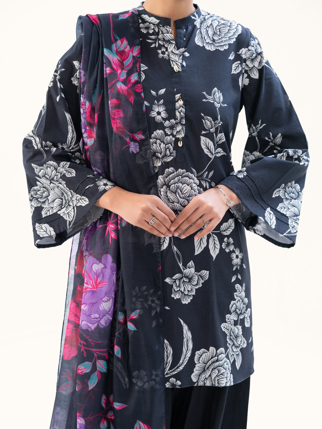 Black Cambric 3Pc Unstitched - AWP-3PS-873