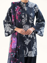Black Cambric 3Pc Unstitched - AWP-3PS-873