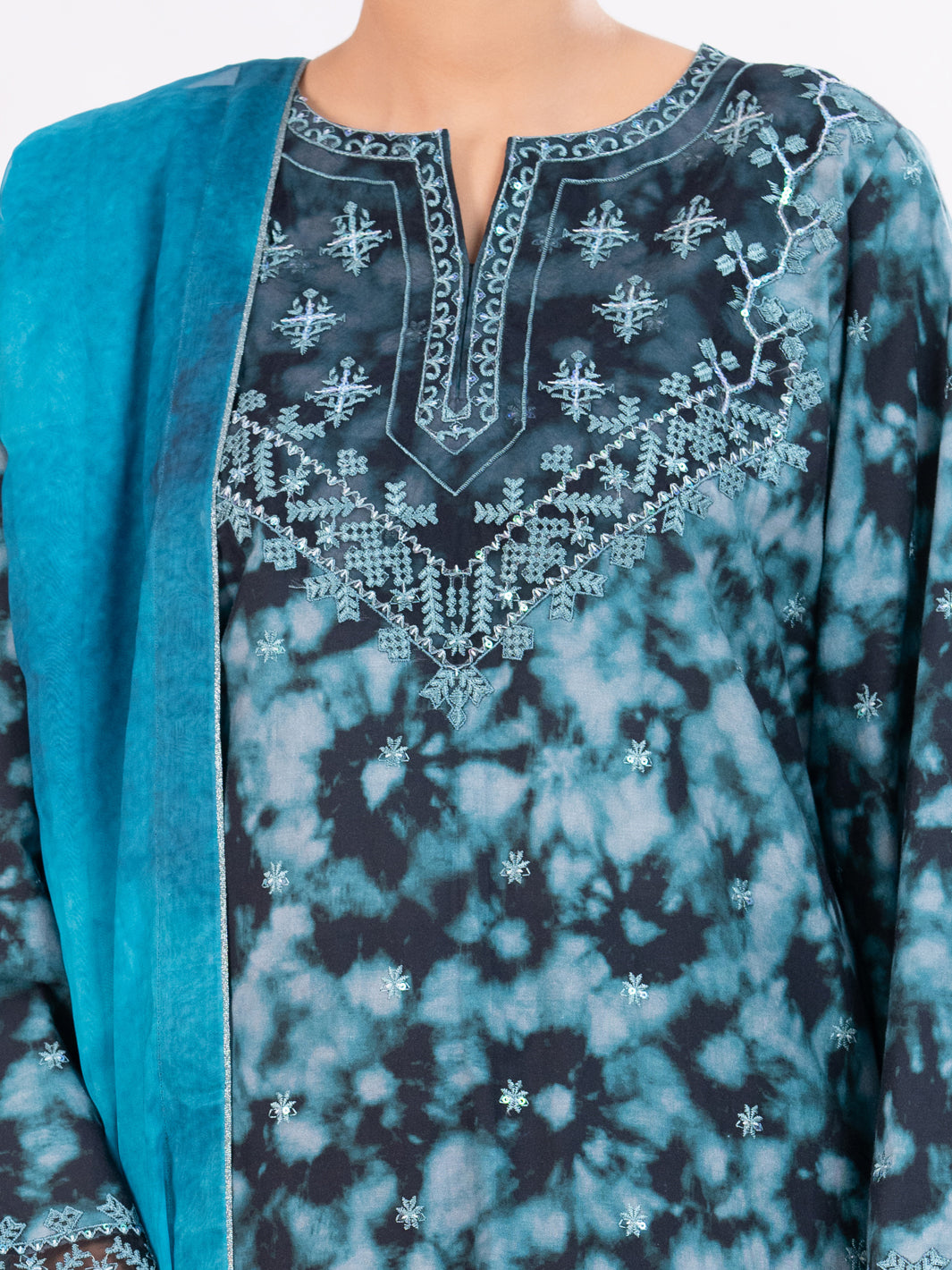 Teal Cambric 3Pc Unstitched - AWP-3PS-874