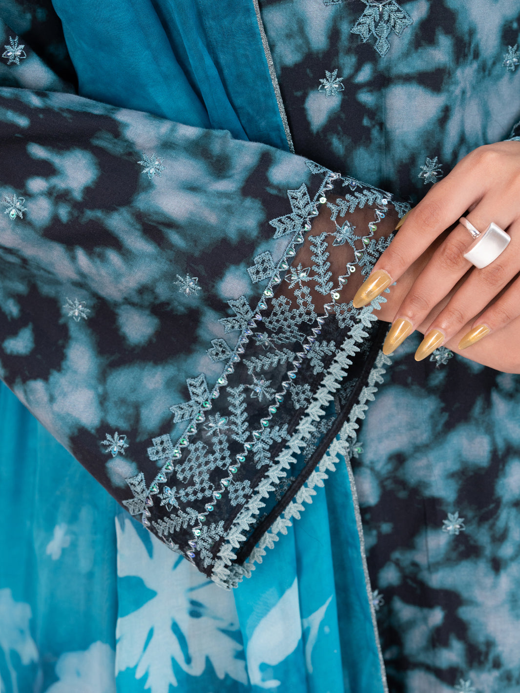 Teal Cambric 3Pc Unstitched - AWP-3PS-874