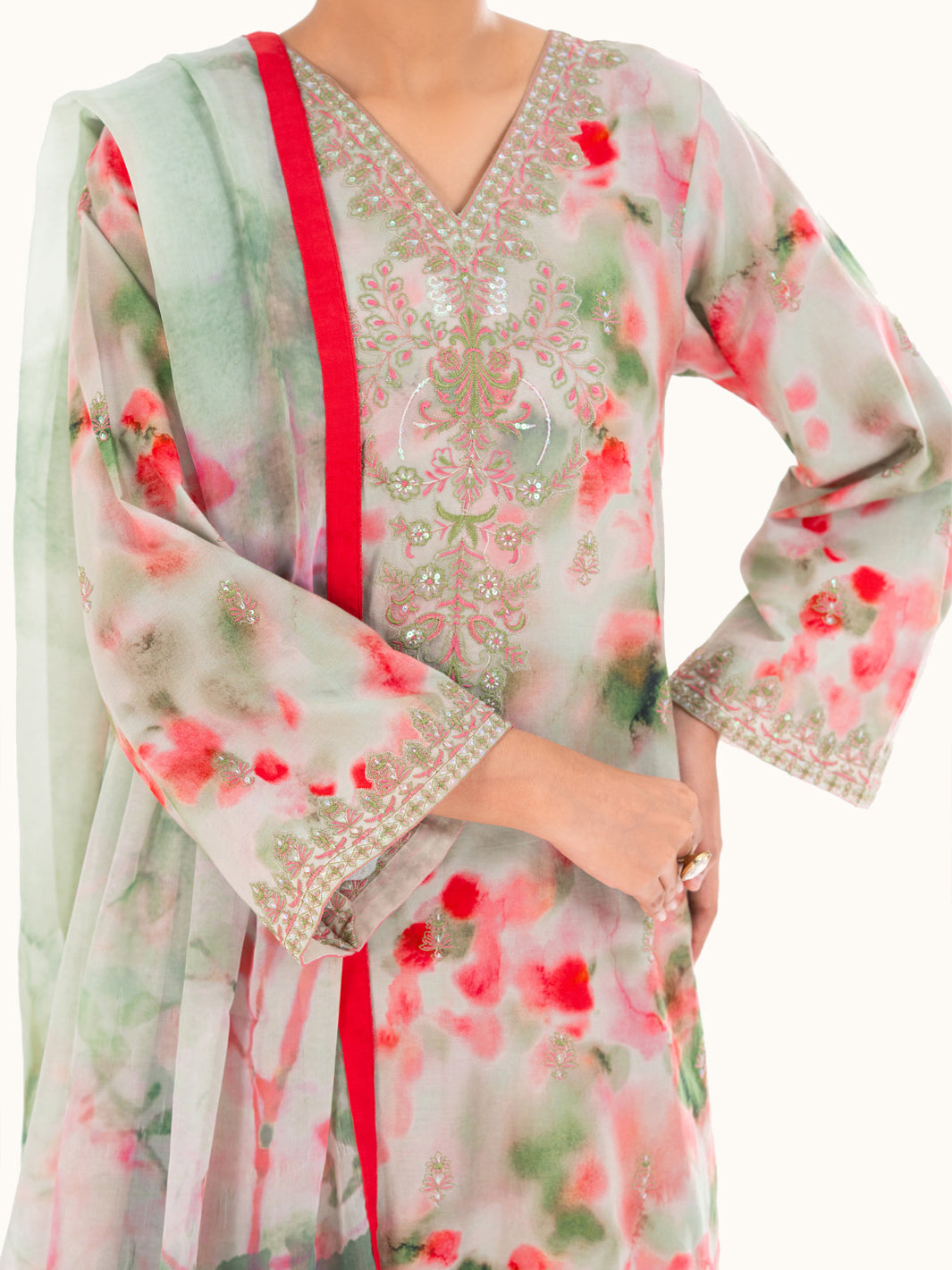 Light Green Cambric 3Pc Unstitched - AWP-3PS-876