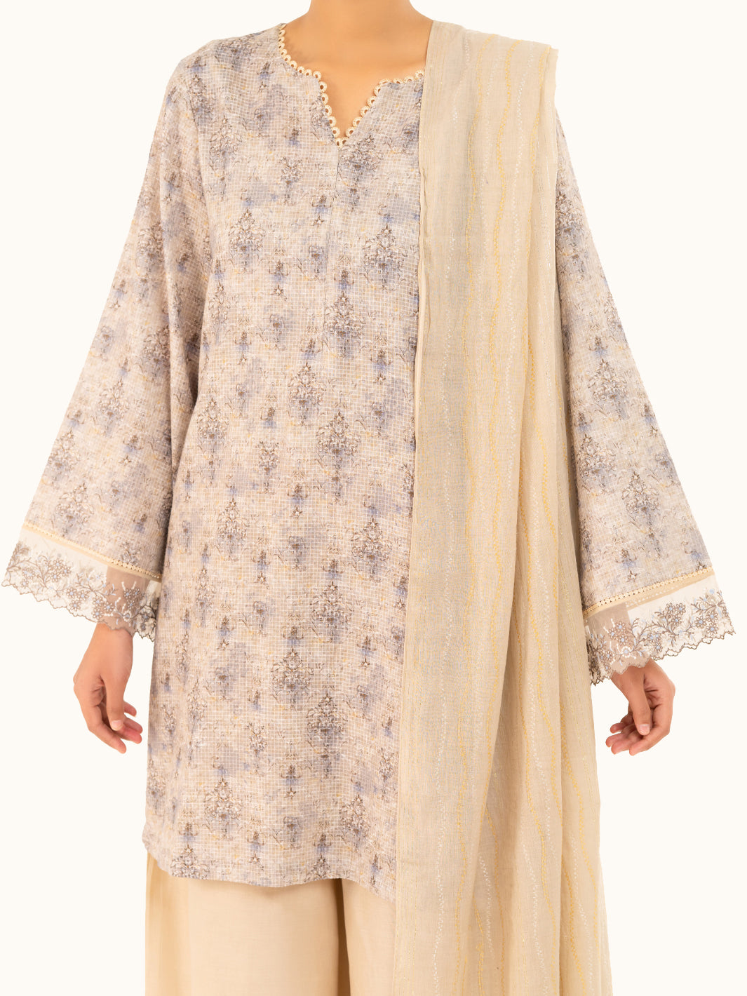 Beige Dobby 3Pc Stitched - AWP-3PS-877