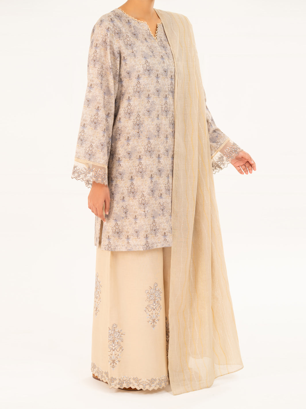 Beige Dobby 3Pc Stitched - AWP-3PS-877