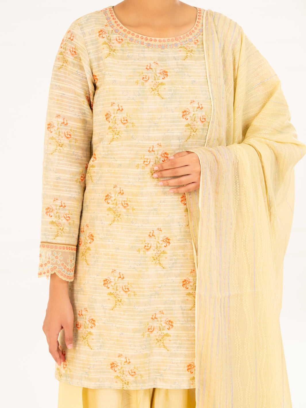 Cream Dobby 3Pc Stitched - AWP-3PS-878