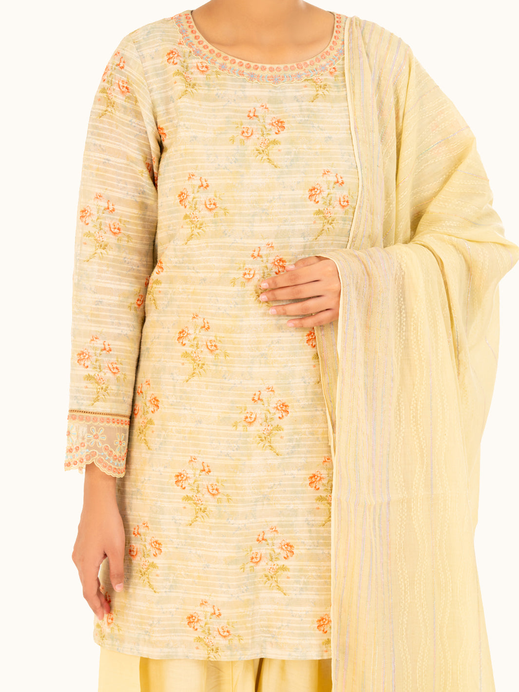 Cream Dobby 3Pc Stitched - AWP-3PS-878