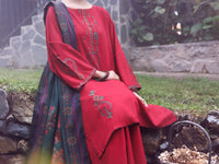 Red Poly Khaddar 3Pc Stitched - AWP-3PS-880
