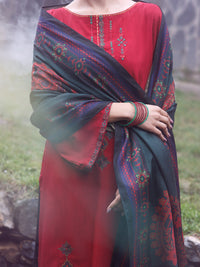 Red Poly Khaddar 3Pc Stitched - AWP-3PS-880