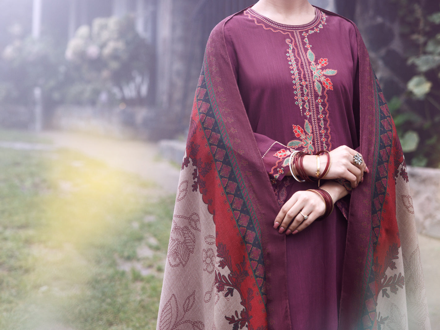 Purple Poly Khaddar 3Pc Stitched -AWP-3PS-882