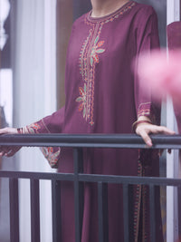 Purple Poly Khaddar 3Pc Stitched -AWP-3PS-882