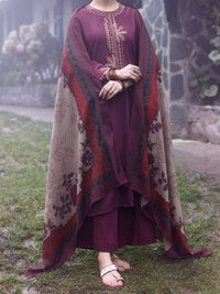 Purple Poly Khaddar 3Pc Stitched -AWP-3PS-882