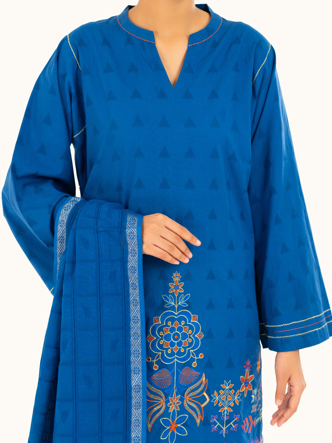 Blue Dobby 3Pc Stitched - AWP-3PS-883