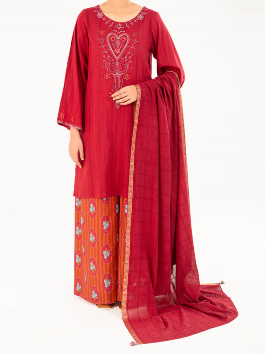 Maroon Dobby 3Pc Stitched - AWP-3PS-884