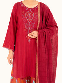 Maroon Dobby 3Pc Stitched - AWP-3PS-884