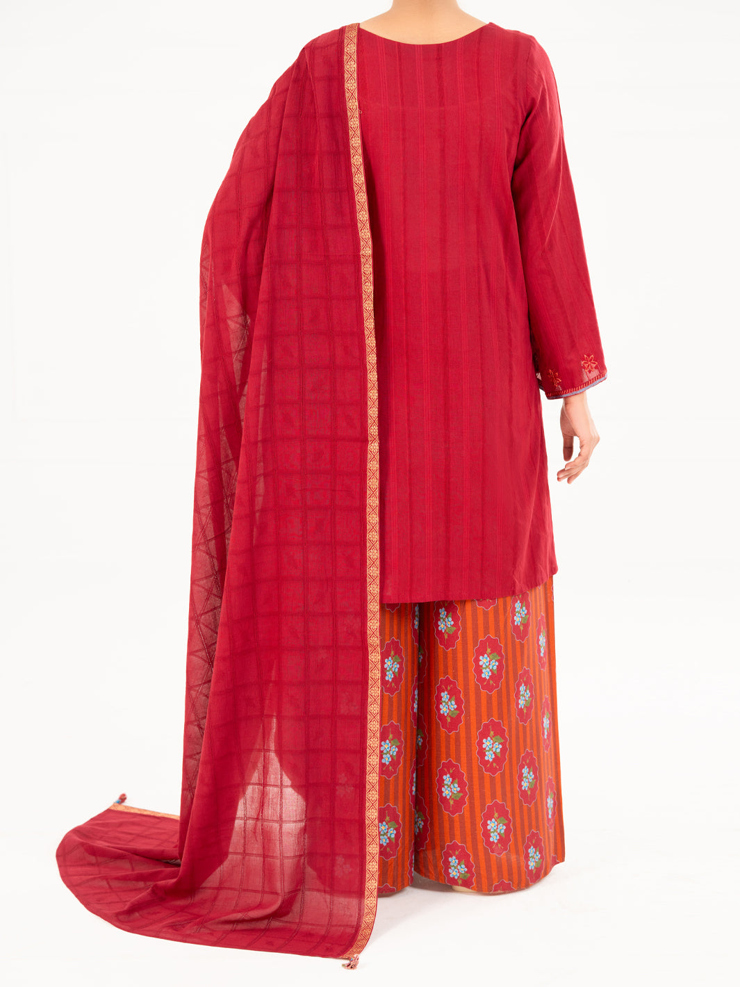 Maroon Dobby 3Pc Stitched - AWP-3PS-884