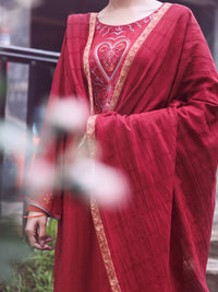 Maroon Dobby 3Pc Stitched - AWP-3PS-884