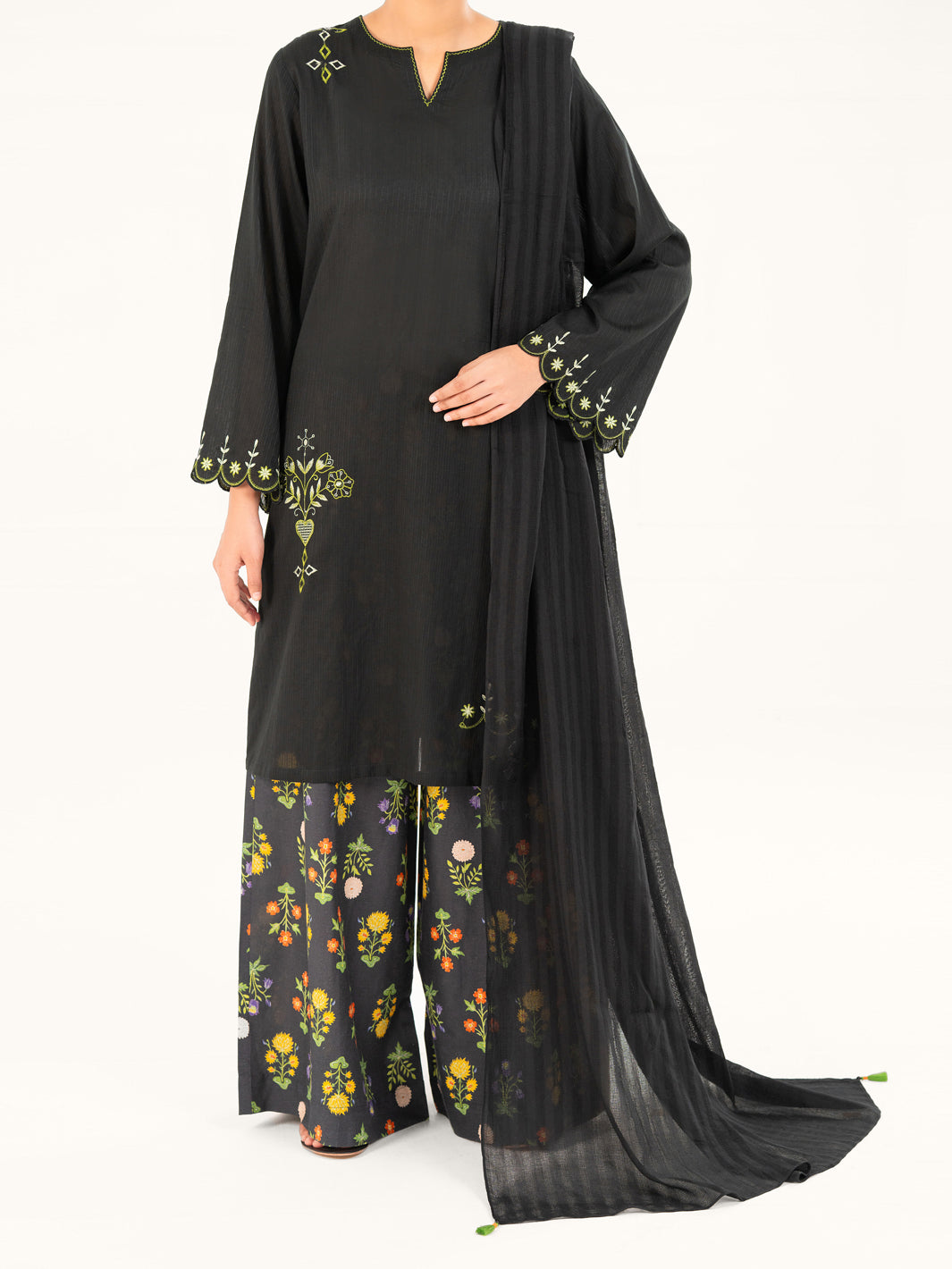 Black Dobby 3Pc Stitched - AWP-3PS-885