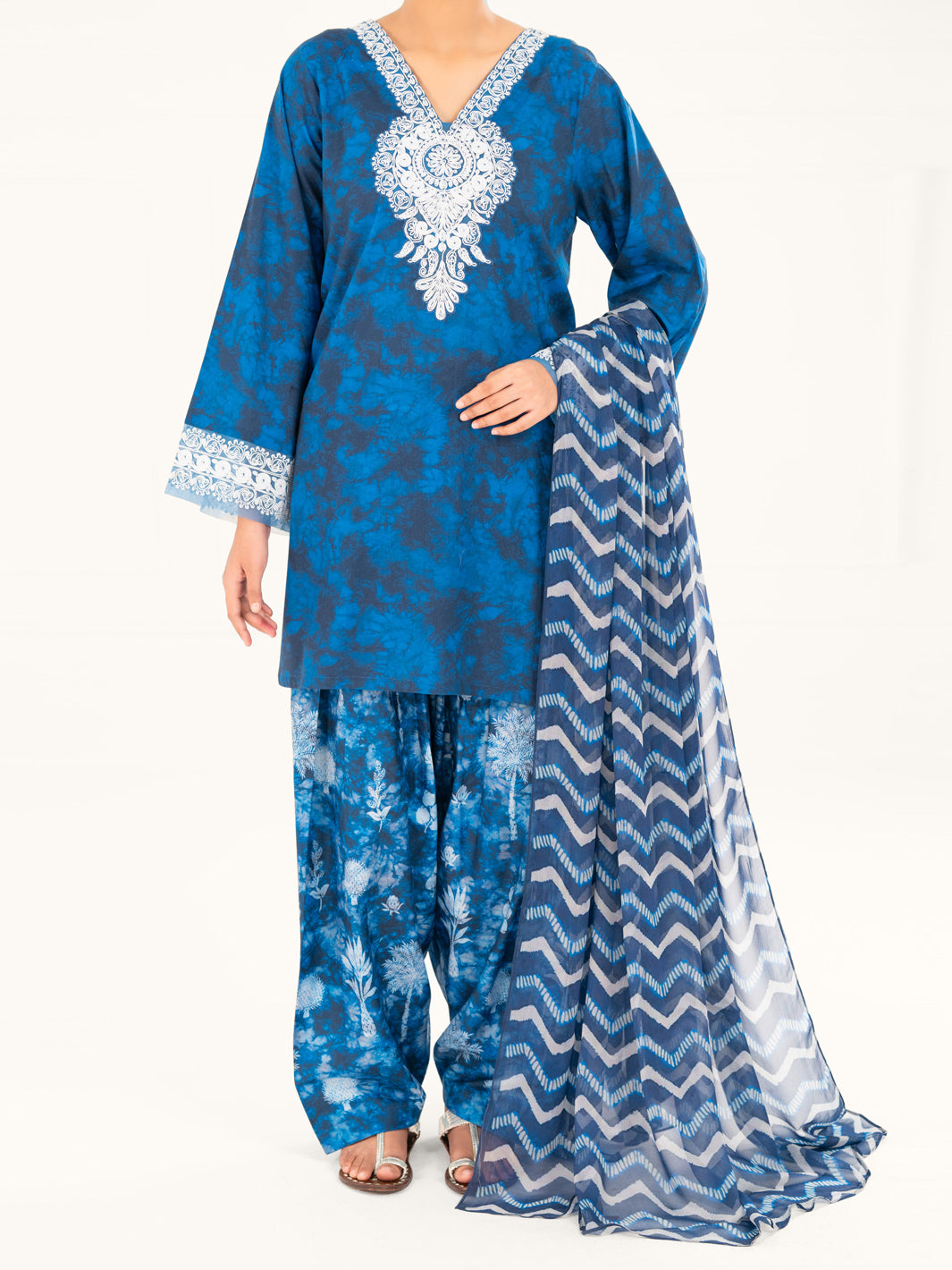 Blue Cambric 3Pc Stitched - AWP-3PS-886