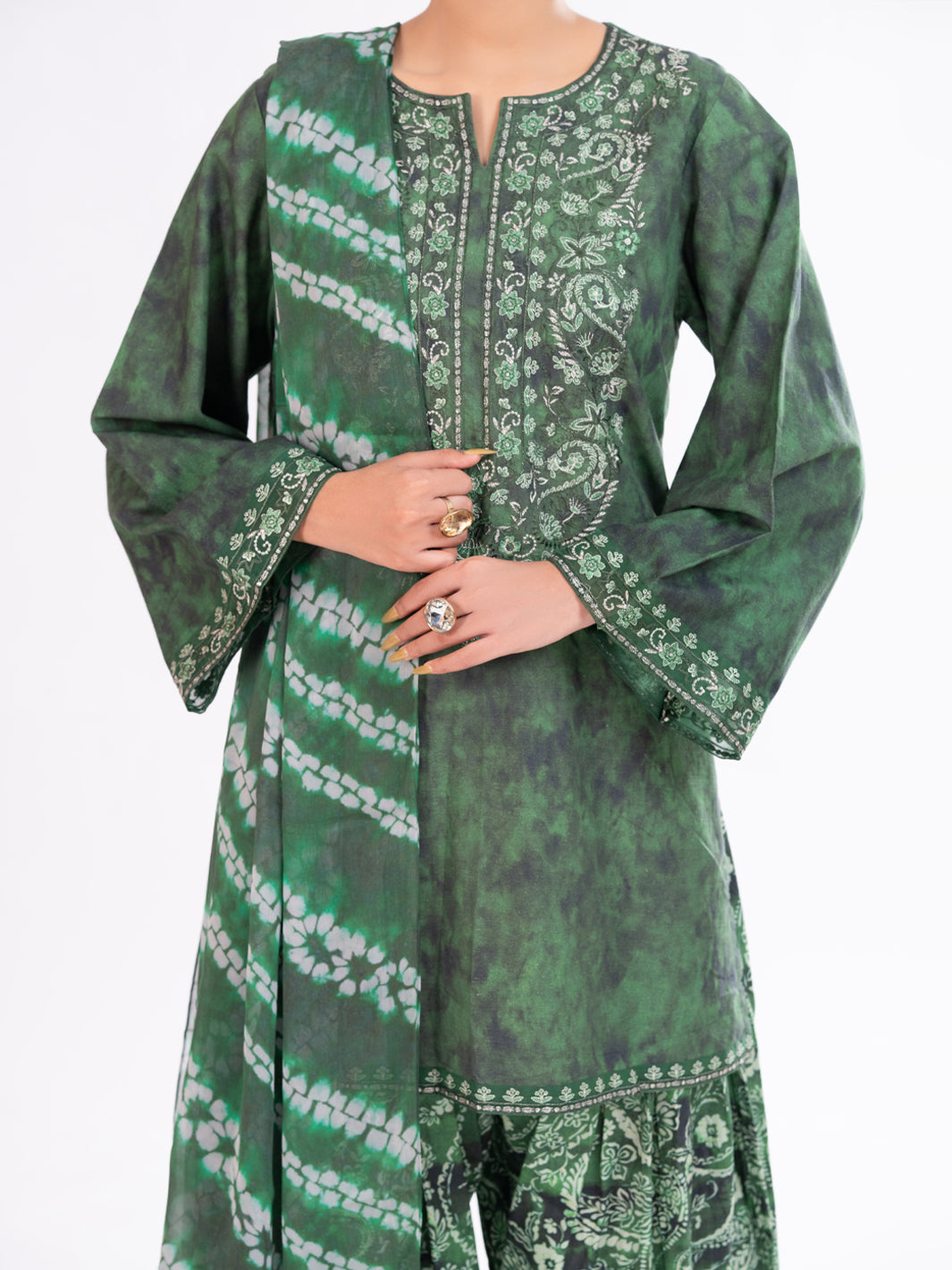 Green Cambric 3Pc Stitched - AWP-3PS-887