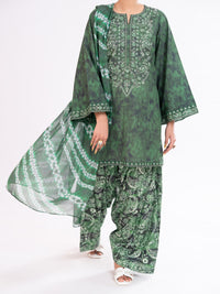 Green Cambric 3Pc Stitched - AWP-3PS-887