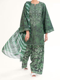 Green Cambric 3Pc Stitched - AWP-3PS-887