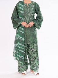 Green Cambric 3Pc Stitched - AWP-3PS-887