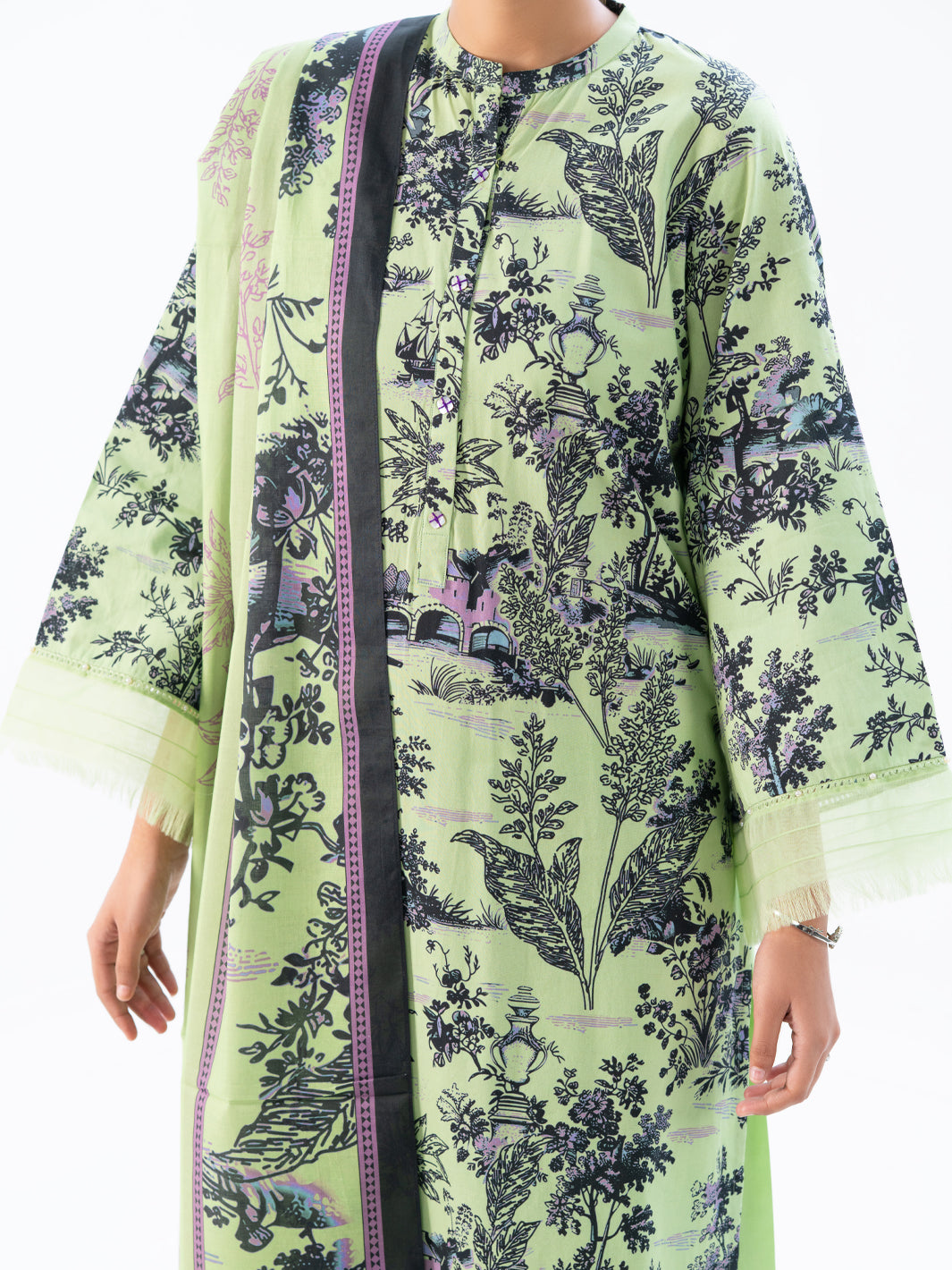 Light Green Cambric 3Pc Unstitched - AWP-3PS-889