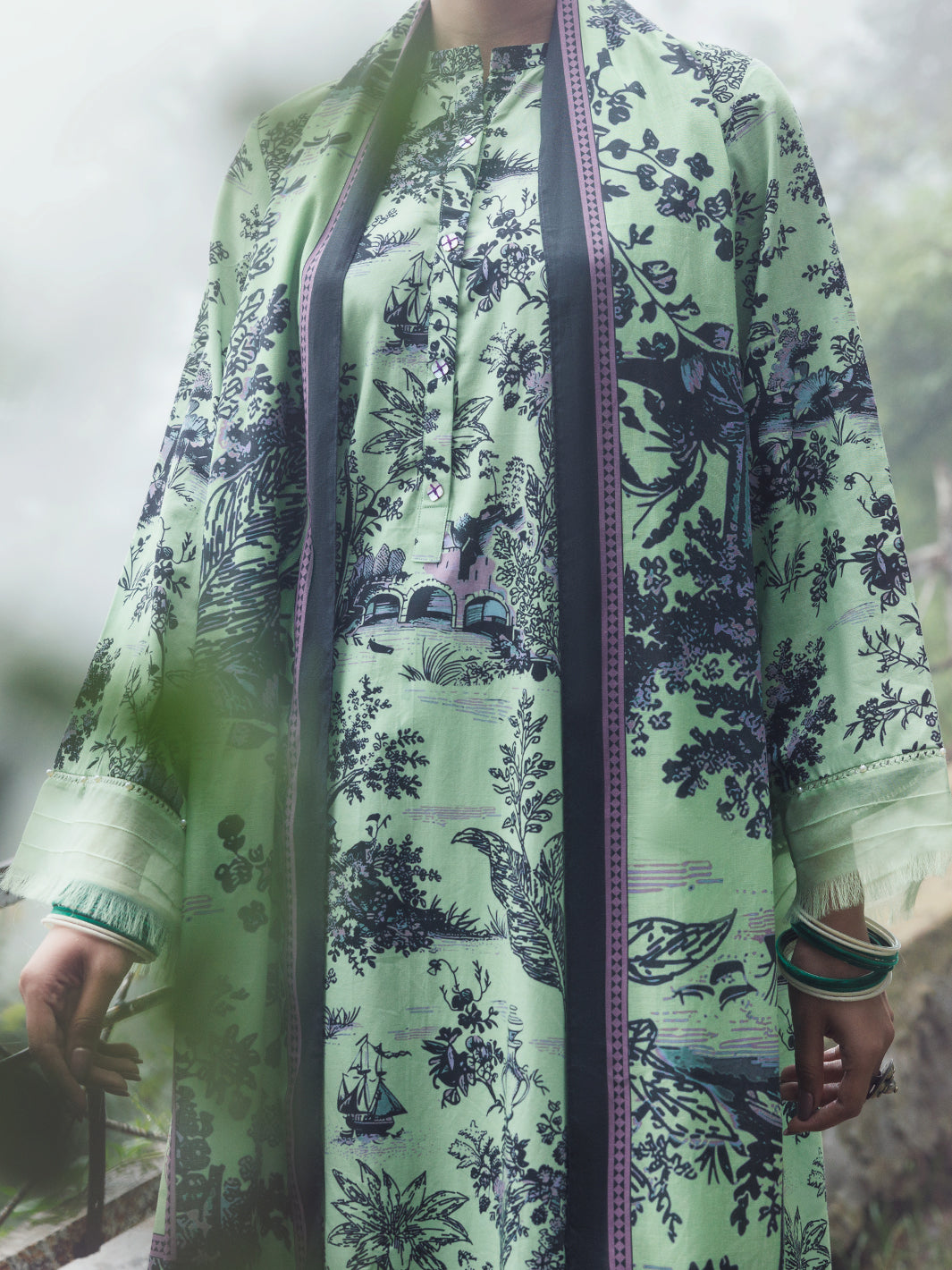 Light Green Cambric 3Pc Unstitched - AWP-3PS-889