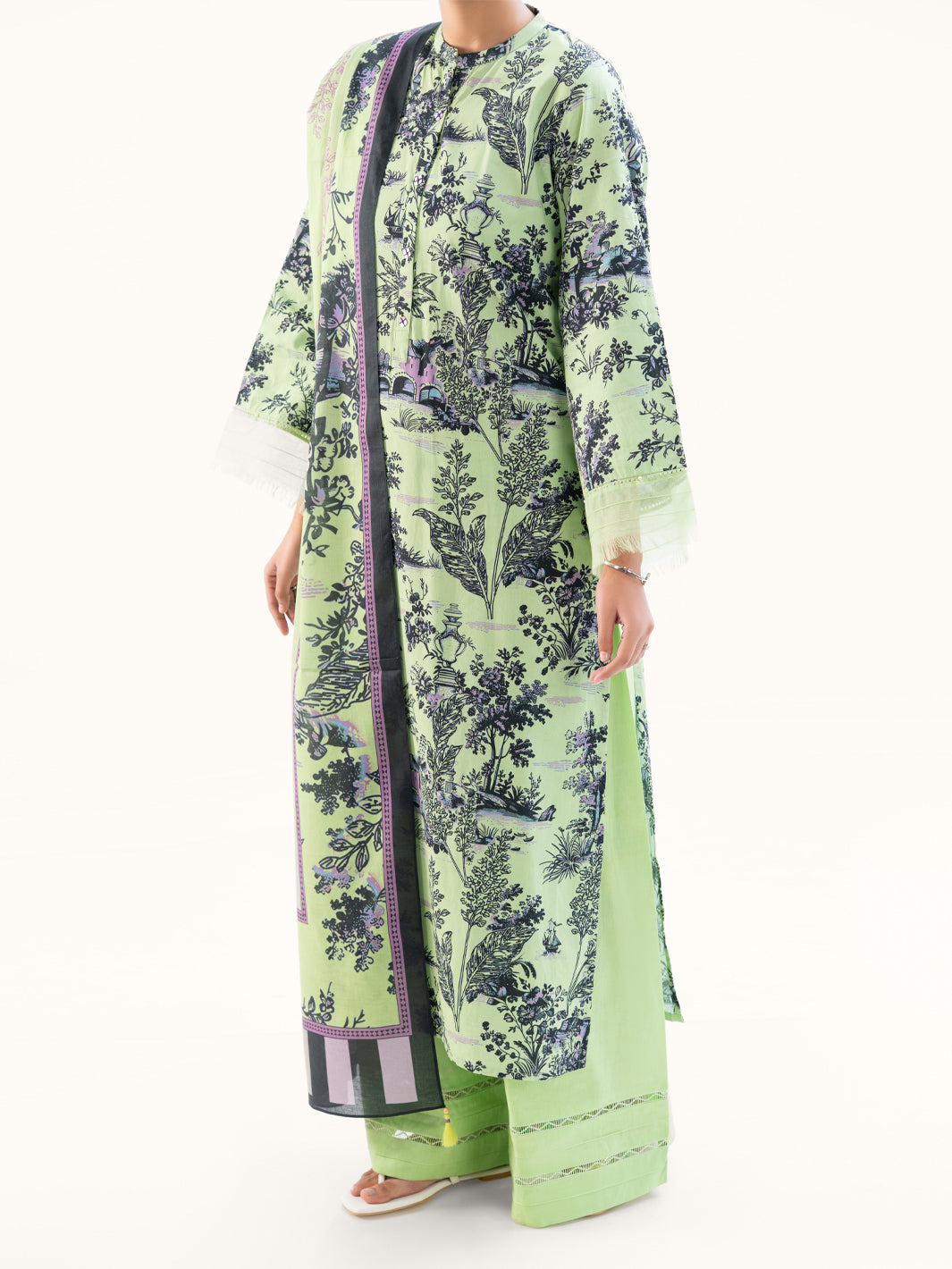 Light Green Cambric 3Pc Unstitched - AWP-3PS-889