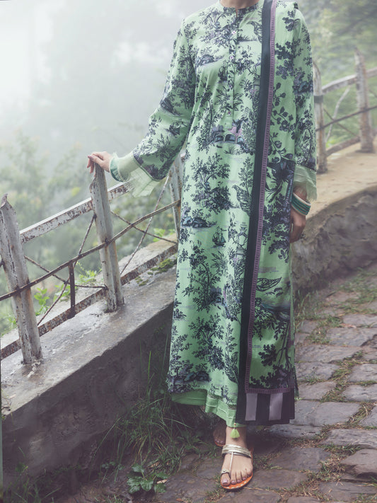 Light Green Cambric 3Pc Unstitched - AWP-3PS-889